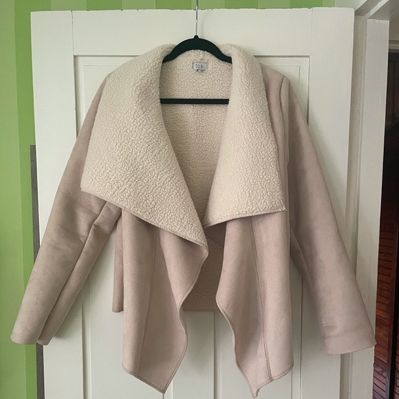 TOBI Sherpa lined suede open front jacket - Picture 1 of 3